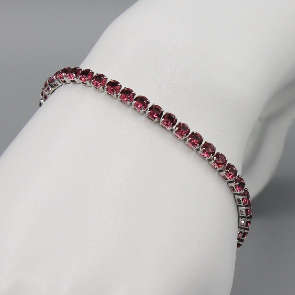 Jewelry bracelet silver tone with red stones sparkly adjustable fashion new
